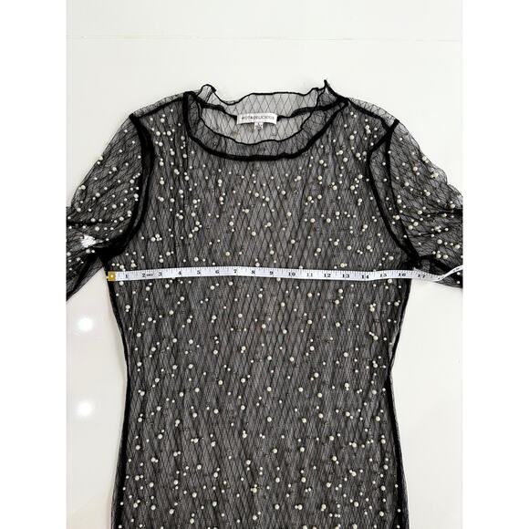 Hot & Delicious Black Sheer pearl dress/cover up L - Picture 8 of 11